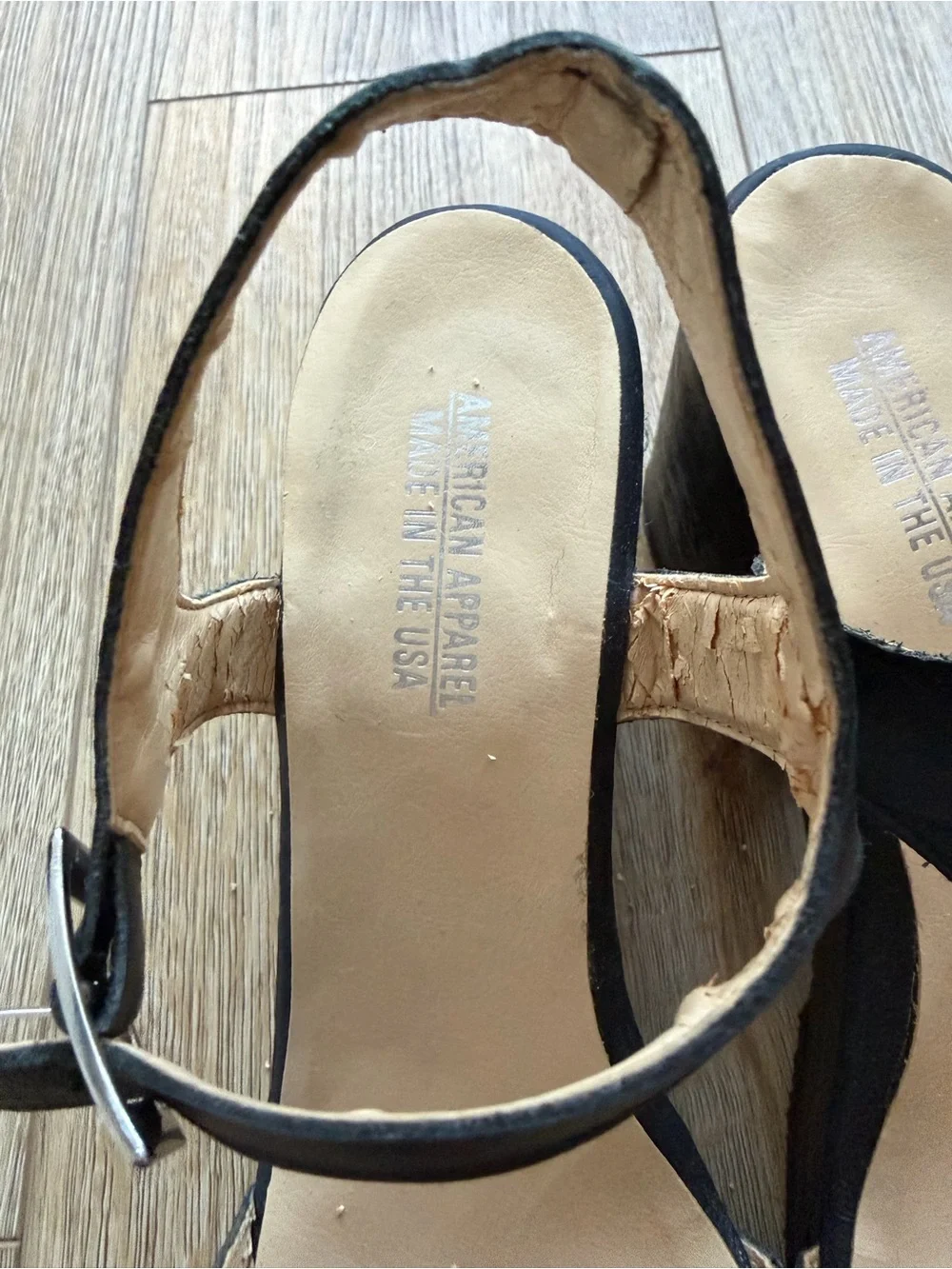 American Apparel Black Wooden Sandals